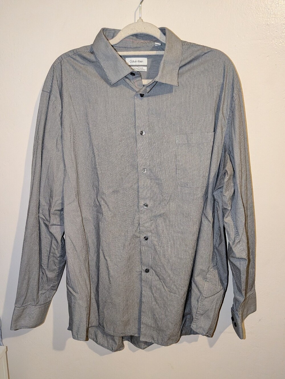Calvin Klein Men's Light Gray Long-Sleeve Dress Shirt Size 2XL